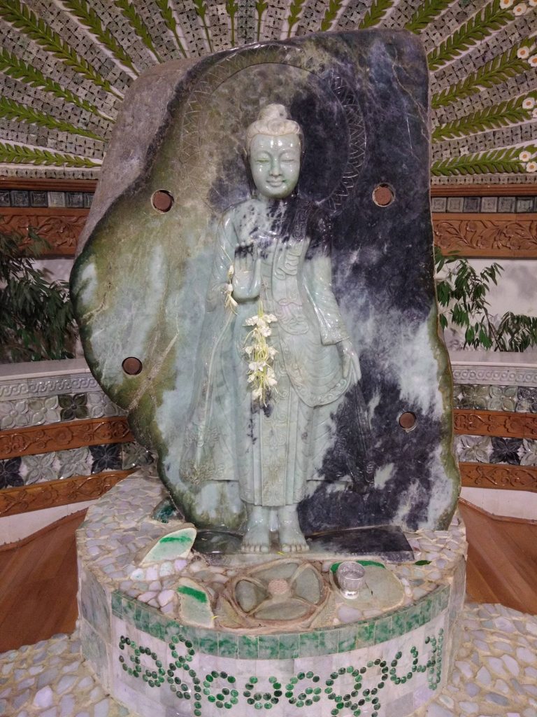 Multicolored Standing Jadeite Buddha Statue